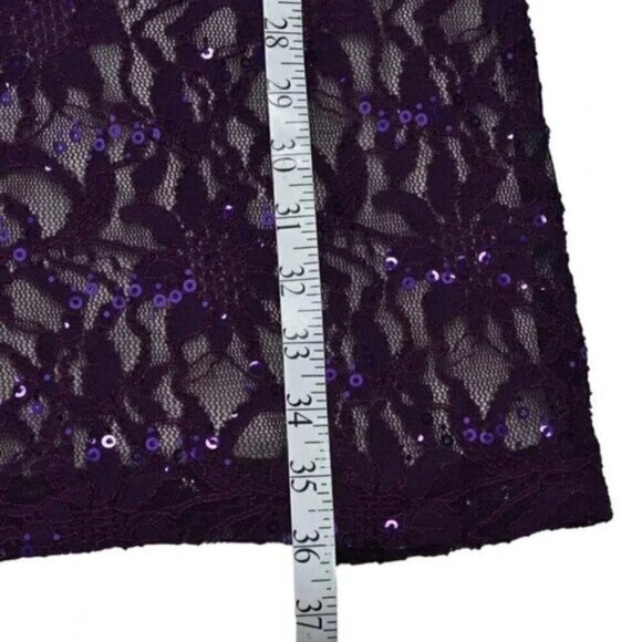 JS Collections Sequin Formal Dress Long Sleeve Purple Size  6 - Picture 10 of 10